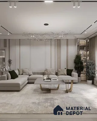 A kitchen with marble counter tops and stainless steel appliances on the wall, along with hanging lights hanging from the ceiling over the ceiling over the wall above it and white bathtub in a wooden floor next to a